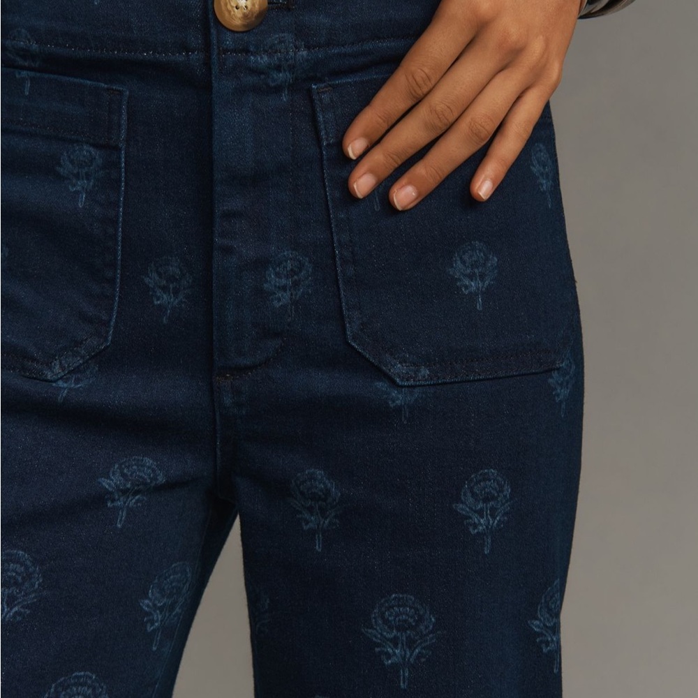 Anthropologie Maeve Colette wide leg Floral Cropped Jeans - Picture 7 of 10